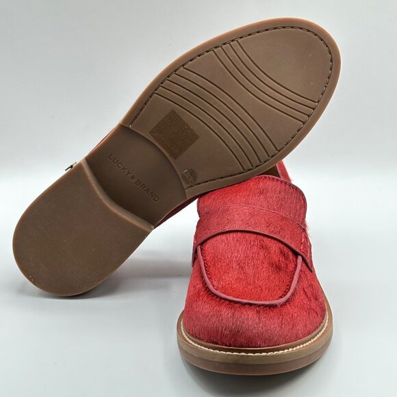 Women's Lucky Brand Salima Loafer Flat Shoe Cow Hair Upper Red Sz 8.5 M/39.5 NEW - Picture 4 of 7